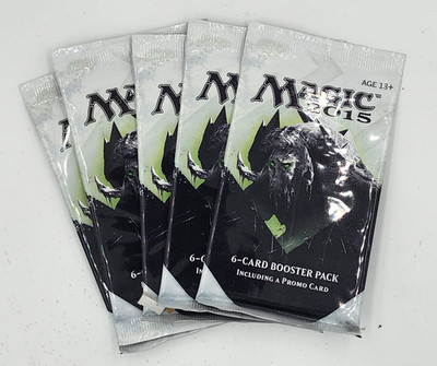 Lot of 5, MTG: Magic 2015 6-card Booster Pack w/ a Promo Card, Sealed