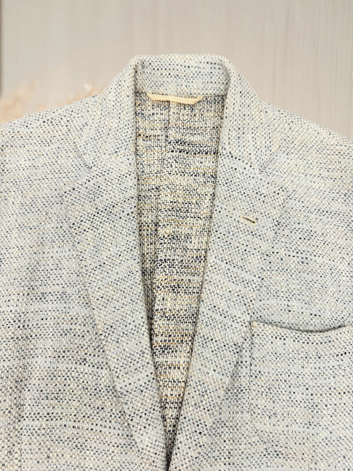 G. English Jacket For Man Blue Special Texture Single Breasted With 3 Pockets image 5