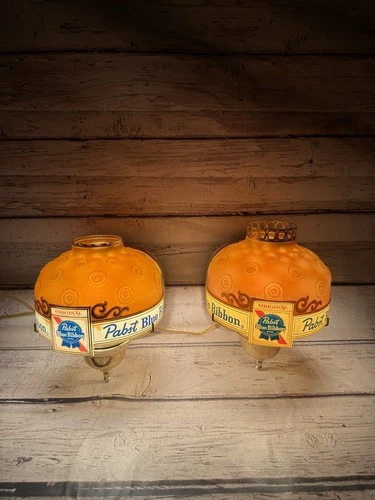 VTG Pabst Blue Ribbon Original Heat Motion Wall Lamp Beer Sconce Sign PAIR READ