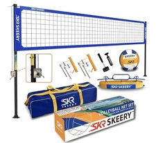 Outdoor Heavy Duty Volleyball Net Set, Anti-Sag Design, Adjustable Aluminum P...