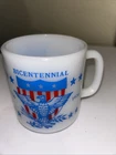 Vtg Milk Glass Bicentennial 1776 1976 Red White Blue USA Eagle Coffee Cup Mug 6A