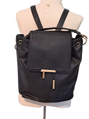 ALDO Black Pebble Faux Leather Backpack Purse with Gold Hardware NWOT