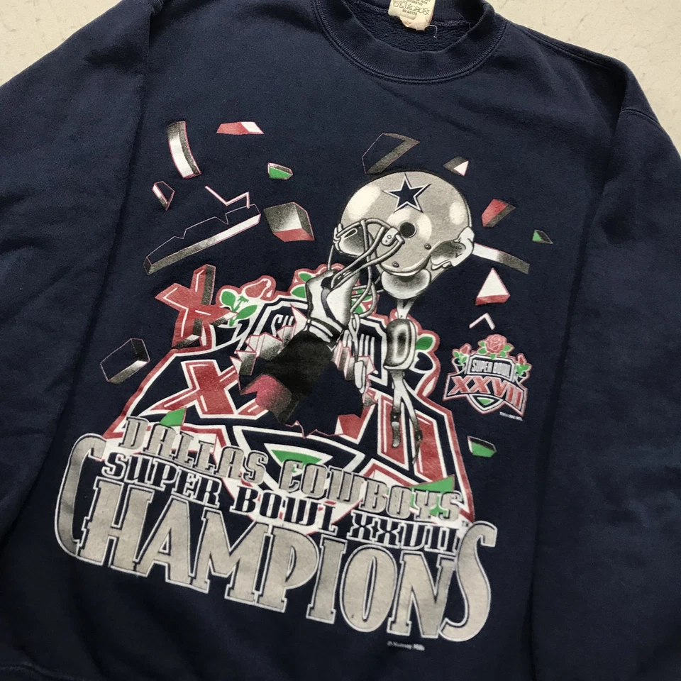Sudadera DE COLECCIÓN Dallas Cowboys Para Hombres Grande Nuez moscada Super Bowl Cuello Redondo NFL Años 90 Foto 3 de 4