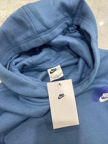 Kids Large Nike Sportswear Standard Issue Fleece Pull Over Hoodie Blue - Picture 6 of 6