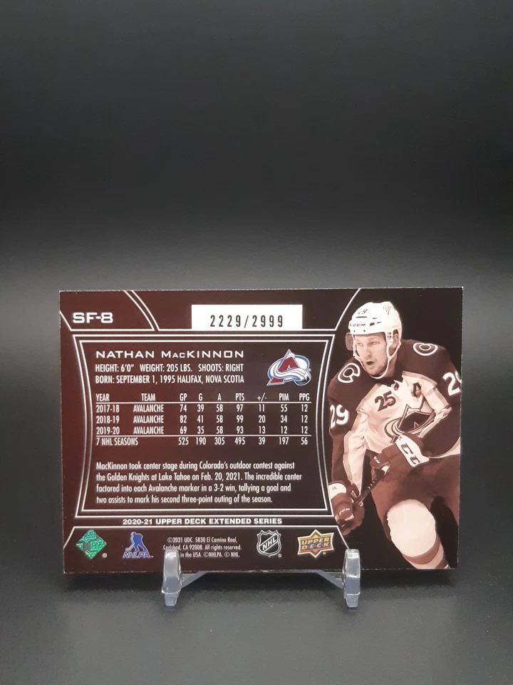 2020-21 Upper Deck Extended Series SPx Finite /2999 Nathan MacKinnon #SF-8 - Image 2 of 2