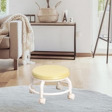 Round Roller Stool Low Height Rolling Stool Comfortable Footrest Small Swivel