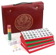 Chinese Mahjong Set 146 Tiles, Large 1.5" Melamine with Case & English Manual