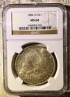 Reverse GOLD TONER!! 1884-O Morgan Silver Dollar $1 NGC MS64