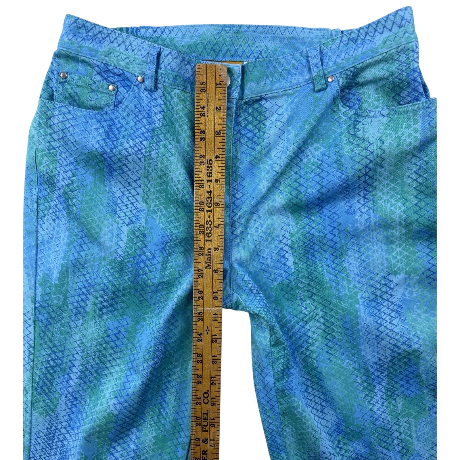 Ruby Rd Resort Capri Pants 8 Blue Pattern Button … - image 7