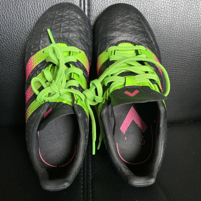 Adidas Children's Football Boots Size Black Green And Pink