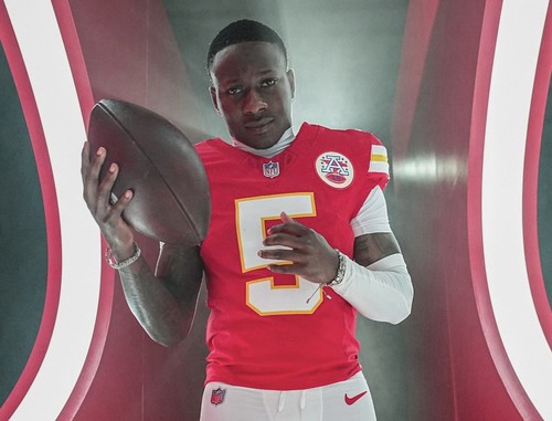 XL Marquise “Hollywood” Brown #5 Vapor FUSE Jersey Elite Quality Chiefs Red - Picture 9 of 11
