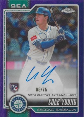 Topps 2026 Chrome Cole Young RC Auto Seattle Mariners #RA-CY MLB Logofractor /75