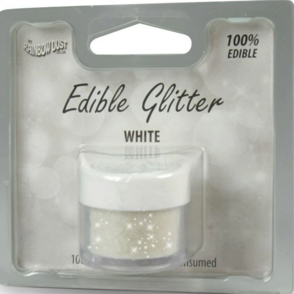 Edible Cake Decoration Sprinkles Rainbow Dust Glitter White 5G Cupcake Topper - Image 1 of 1