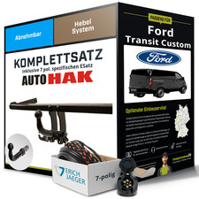 Anhängerkupplung abnehmbar für FORD Transit Custom +E-Satz Set
