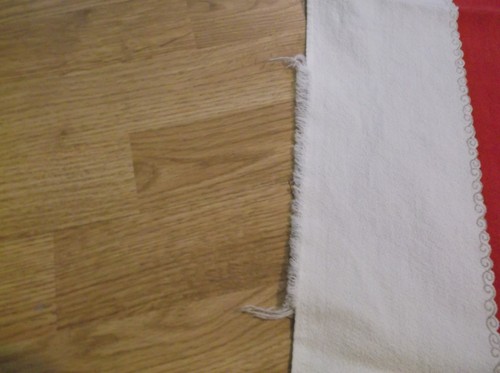 Vintage Tablecloth with Fireplace, Spinning Wheel, Hutch 45 x 54 - Picture 5 of 10