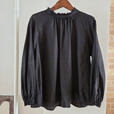 Nest Robe Linen Stand Frill Blouse 2 Way Design Black Used