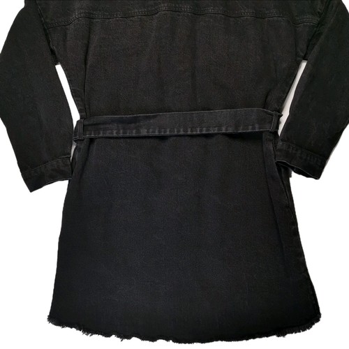 Mossman The Solitary Dress, 100% Cotton Black Denim Long Sleeve Fray Hem Size 8 - Picture 10 of 14