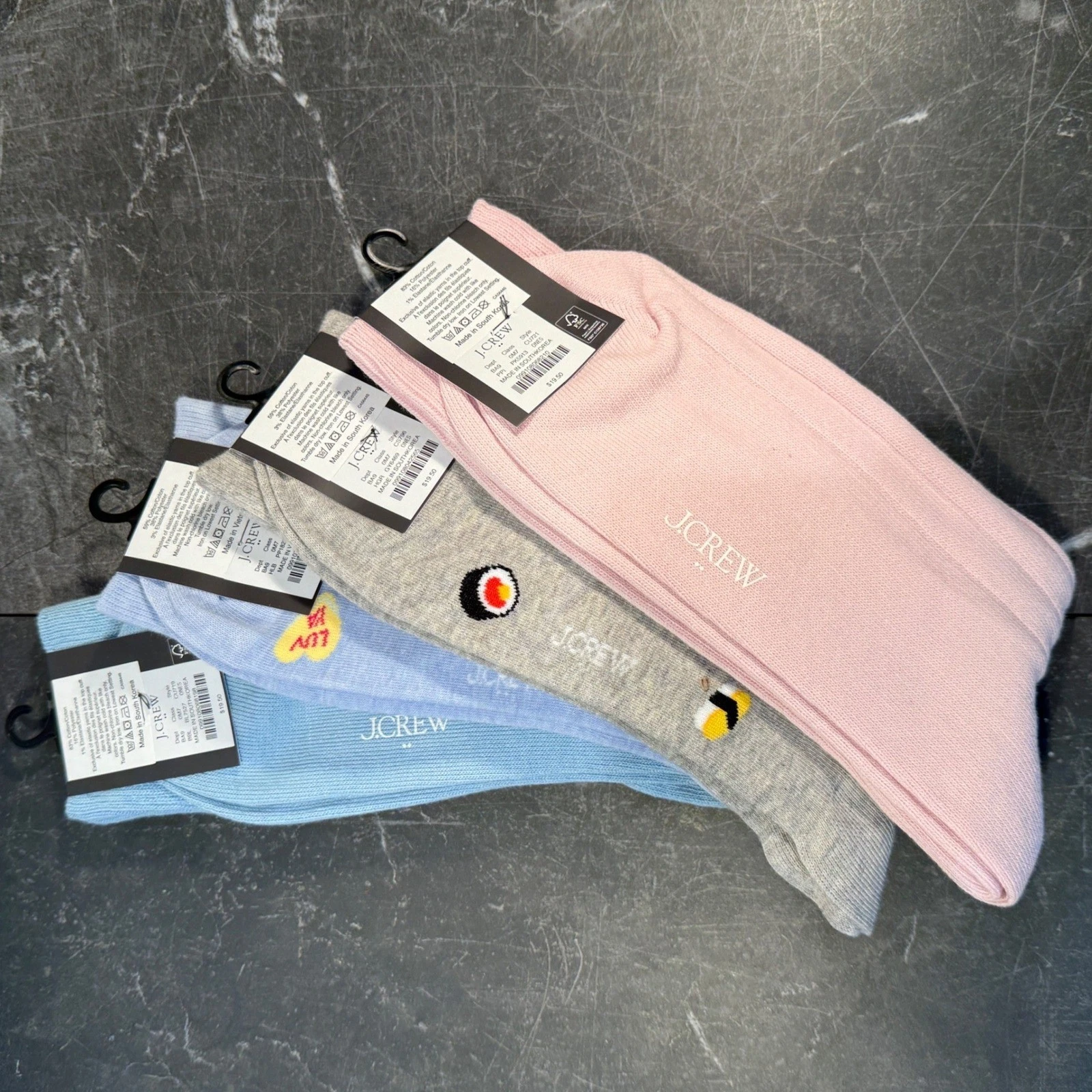 Mens J Crew Socks | Size One Size | Assorted Colors 4 Pack Bundle Sushi Hearts