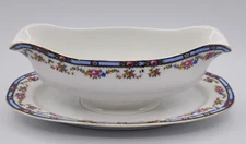 Thun Carlton Gravy Boat with Attached Underplate Czechoslovakia READ BLUE