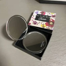Mirror Compact Mirror with Box Silver Flower
