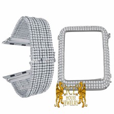 Apple Watch Series 4 Custom Bezel 9 Row White GP Simulate Diamond Bracelet Band