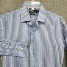 Polo Ralph Lauren Men's Button Up Shirt Size 16 Regent Custom Fit Blue Striped