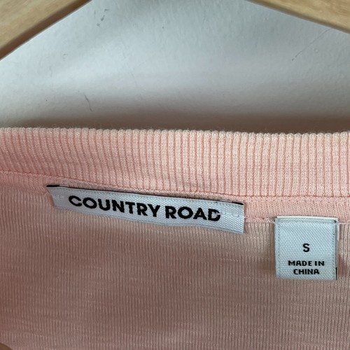 Country Road Shirt Top Womens Small Pink Short Sleeve V-Neck Cotton Modal Blend - Picture 6 of 10
