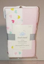 Cloud Island 2 Pack Fitted Crib Sheets 1 Hearts and 1 Pink 100 cotton.