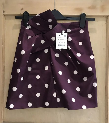 ZARA Mini SKIRT size S 8 Polka Dot BOW 