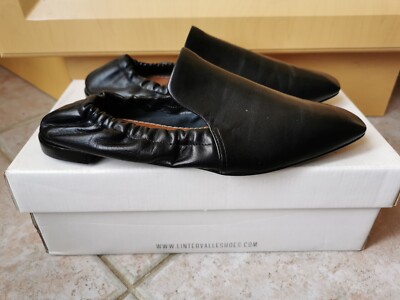 L'intervalle Tulip Black Leather Size 6 Women Slip-On Shoes New