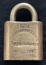 GEM Corbin Brass Cabinet Lock Padlock, New Britain, Conn. | *NO KEY* | FREE S&H