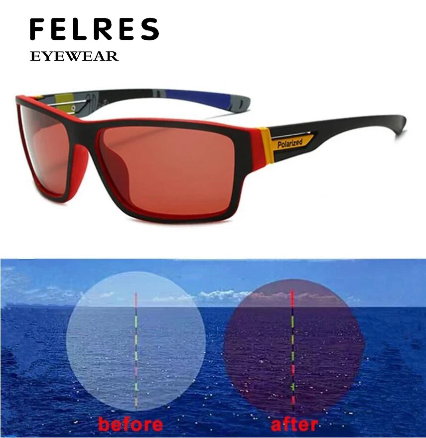 Hombres Mujeres Deportes al aire libre Lente roja polarizada Pesca Gafas de sol Gafas de montar Foto 3 de 4