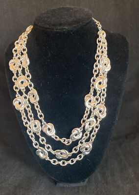 NORDSTROM SEQUIN BRAND SHINY SILVER MULTI STRAND STATEMENT NECKLACE-Was $98-NWT!