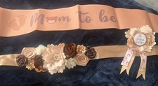 3pcs Maternity Sash/ Belly Corsage With Jewels/Mom to be pin. Shower Necessity