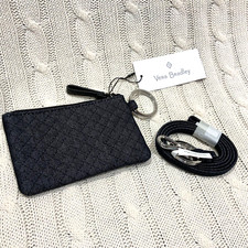 Vera Bradley Iconic Zip ID Case  Lanyard Set Denim Navy NWT Work School