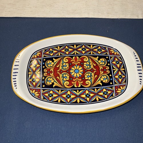 Nova Deruta Italy Serving Tray Oval 11.5 Tuscan Sicilian Stoneware Boho Colorful