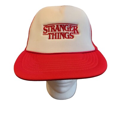 Rare Retro KC Stranger Things Red White Hawkins High Trucker  display picture 3