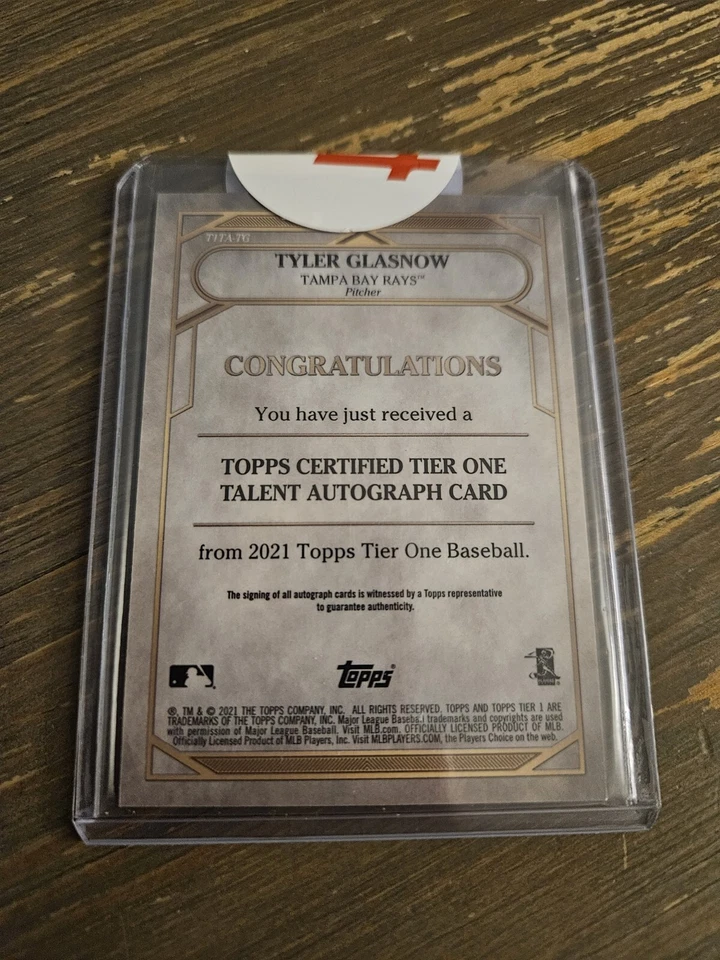 Tyler Glasnow Auto /300 Rays and Dodgers on card  - Image 3 of 3