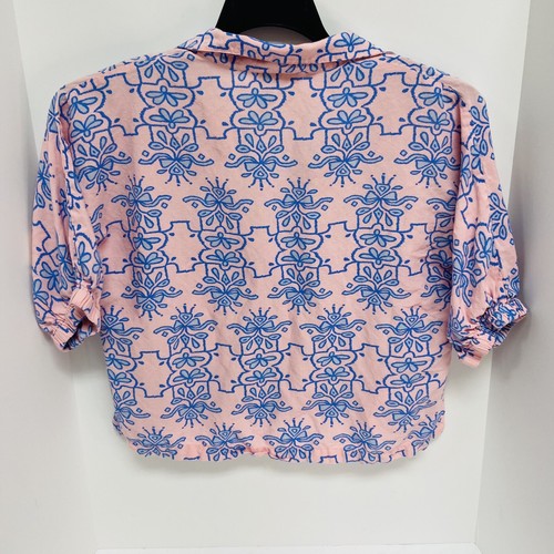 Emily McCarthy Top Womens Sz Small Pink Blue EUC - Picture 3 of 5