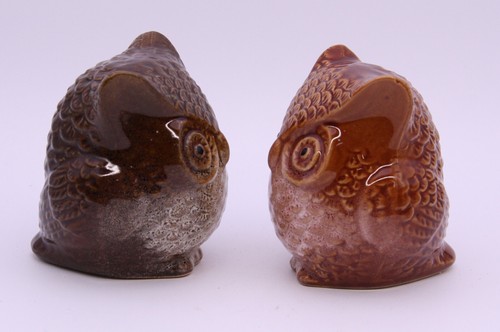 Pottery Owls - Set of 2 - Glazed in Rust and Brown - Decorative Accents AS IS - Picture 2 of 8