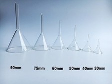Laboratory Funnel Short Stem Thick Clear Glass Multiple Siz 30/40/50/60/75/90mm