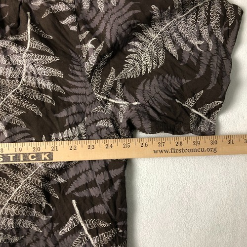 Caribbean Men's Hawaiian XL Shirt Brown Palms Silk Linen Short Sleeve Button Up - Picture 8 of 10
