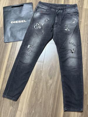 Diesel Men M Jogg Jeans Black Jeggings 28 Inches 314P Luxury Slim