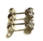 14k white gold Natural round Diamond stud earrings .65ct GIA SI1 I1 6 Prong lace — photo 3