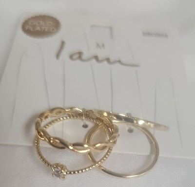 I Am... Beeline Set Of 4 Gold-plated Stackable Rings Cubic Zirconia,  Eternity M