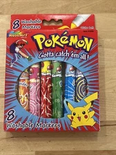Vintage RoseArt 1999 Pokemon 8 Washable Markers Brand New old stock