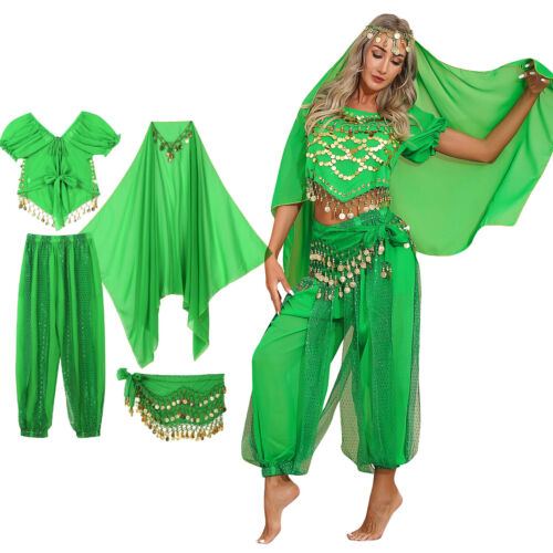 Damen Tanzbekleidung Laterne Kostüm Harem Outfit Cosplay Tanz Schal Bauch Sets - Bild 91 von 139