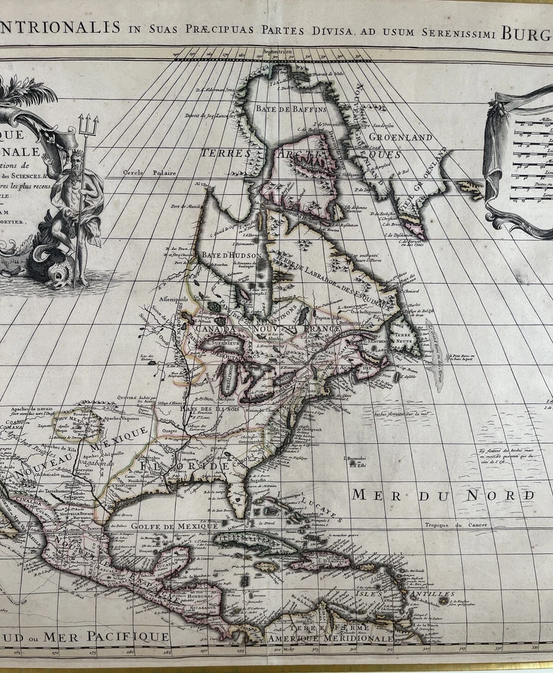 1730s Guillaume Delisle Covens & Mortier North America Map Hand Colored 18th C. - Image 3 of 4