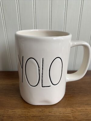 RARE Rae Dunn YOLO Mug original Large Letters Brand New M STAMP