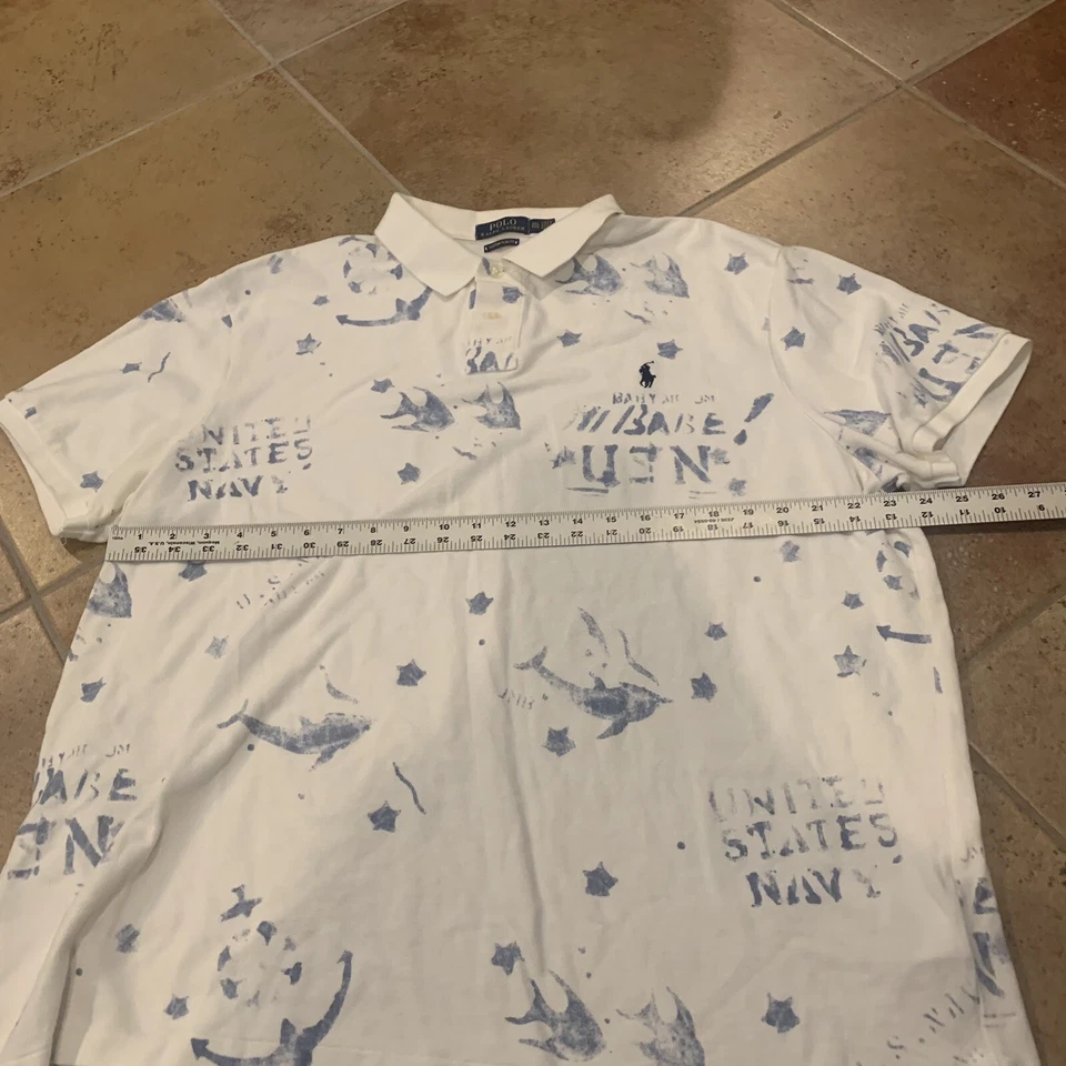 Camisa Polo Ralph Lauren Hombres XXL 2XL AOP Personalizada Calce Ajustado Manga Corta Foto 3 de 4